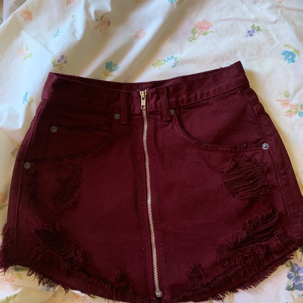 Carmar red denim skirt